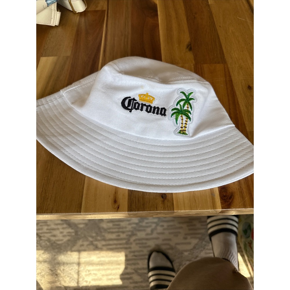 Corona Extra Bucket Hat with Embroidered Logo, Packable Travel Sun palm tree